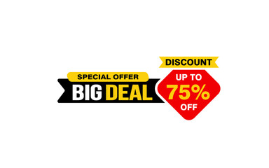 75 Percent discount offer, clearance, promotion banner layout with sticker style. 

