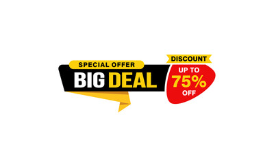 75 Percent discount offer, clearance, promotion banner layout with sticker style. 
