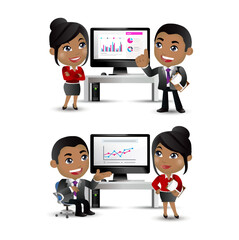 Business people discussing strategy at office desk 