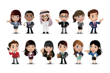 business people group avatars characters - Vector