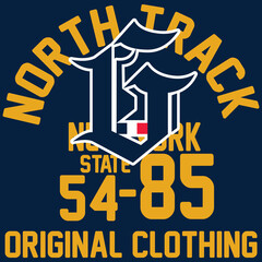 Illustration vector Letter G With text North Crack National State Original Clothing Fashion design.