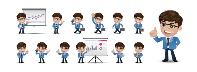 cartoon young people. Business person Set