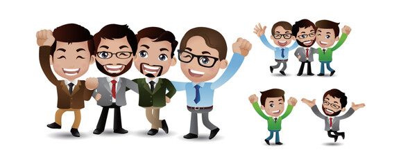 Fototapeta premium Friends Characters Set Vector. Laughing Friends, Office Colleagues.