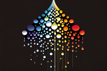 Rainbow Colored rain Drops. Generative ai