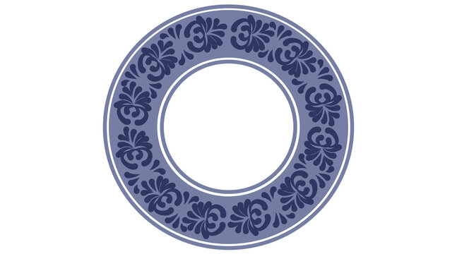 dise&ntilde;o redondo de talavera en PNG con transparencia color azul de plumeado