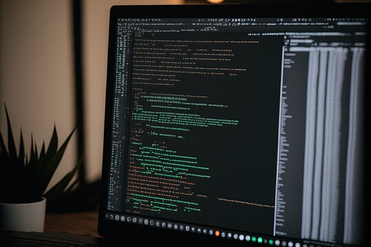 software developer's computer screen showing the programming work being done. Generative AI
