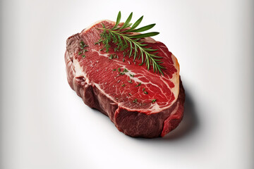 Fototapeta premium Black Angus Prime beef Ribeye steak entrecote, raw fresh meat. solitary on a white backdrop. Generative AI