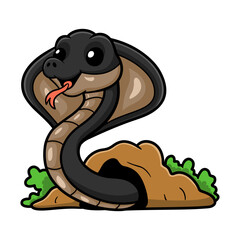 Cute javan spitting cobra cartoon