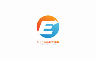 E logo business for branding company. arrow template vector illustration for your brand.