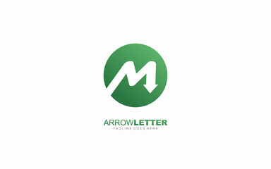M logo business for branding company. arrow template vector illustration for your brand.