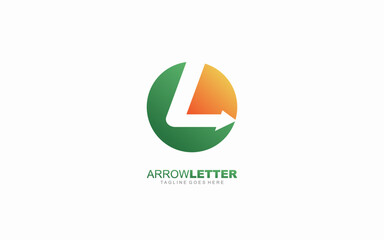 L logo business for branding company. arrow template vector illustration for your brand.