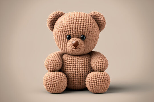 Cute toy teddy bear. a icon cartoonish minimalism. Generative AI