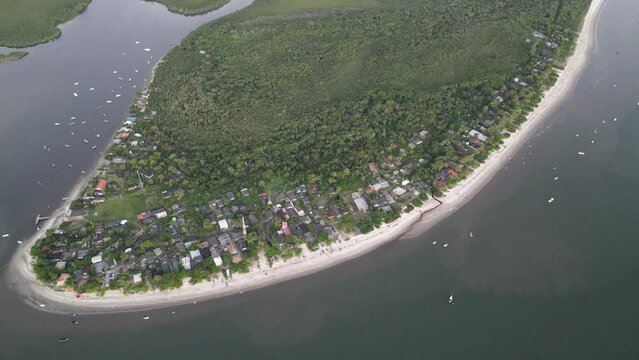 Aerial view of Pe&ccedil;as Island in Guaraque&ccedil;aba - Paran&aacute; - Brazil.