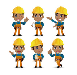 builder. worker. engineer with different poses