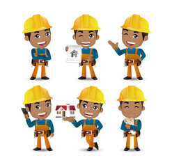 builder. worker. engineer with different poses