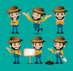 Profession - farmer with different poses