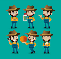 Profession - farmer with different poses