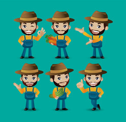 Profession - farmer with different poses