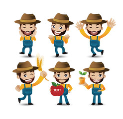 Profession - farmer with different poses