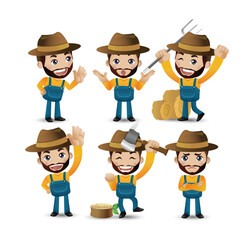 Profession - farmer with different poses