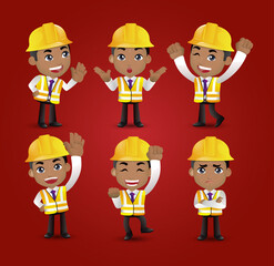 Naklejka premium Engineer with different poses