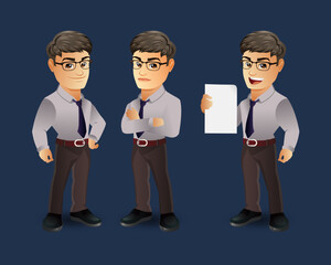 Set of strong man characters