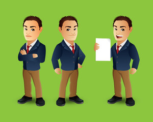 Set of strong man characters