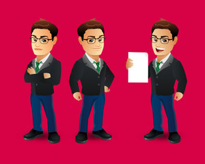 Set of strong man characters