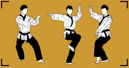 Naklejka premium bundle of illustration vector taekwondo fighter