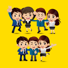 Friends Characters Set Vector. Laughing Friends, Office Colleagues.