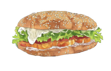 sandwich illustration transparency cutout alpha in watercolor and pencil