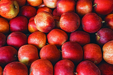 Delicious red apples on the farmers market
