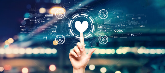 Get more likes concept with hand pressing a button on a technology screen