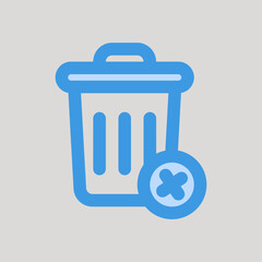 Delete icon in blue style about user interface, use for website mobile app presentation