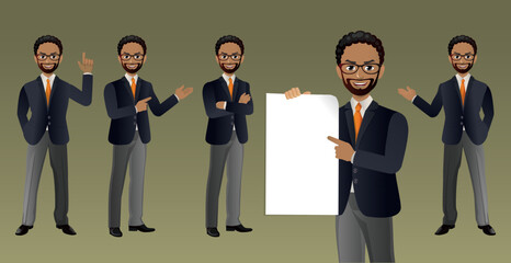 Elegant business people with different poses. vector
