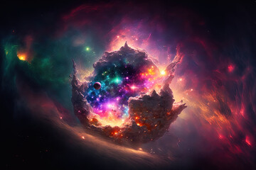 hd wallpaper of a nebula in space with stars. Generative AI