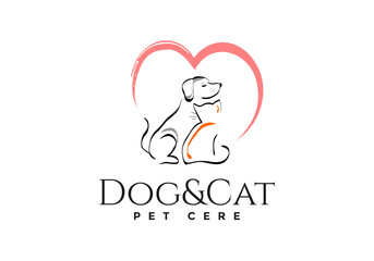 Fototapeta na wymiar Cat and dog logo for the business symbol.
