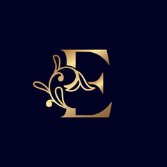 elegant gold royal beauty logo letter E
