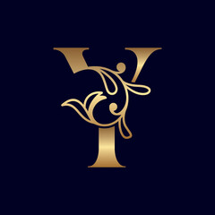 elegant gold royal beauty logo letter Y