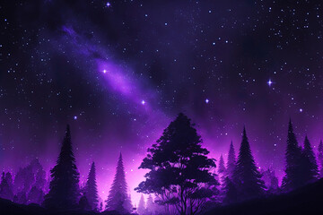 Naklejka premium purple background of a starry night sky. Generative AI