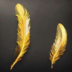 image made by AI An image of a gold feather on a luxurious black background.
