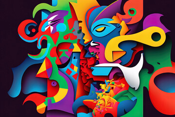 Obraz premium Puzzle pieces with colorful characters. Generative AI