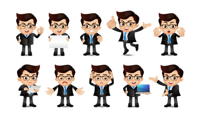 Business person in different positions set