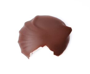 Delicious chocolate covered marshmallow isolated on white