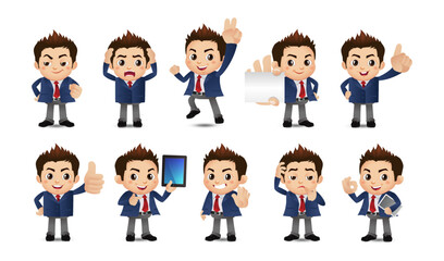 Business person in different positions set