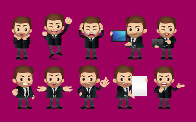Fototapeta premium Business person in different positions set