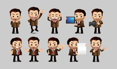 Fototapeta premium Business person in different positions set