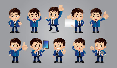 Business person in different positions set