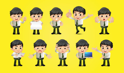 Business person in different positions set