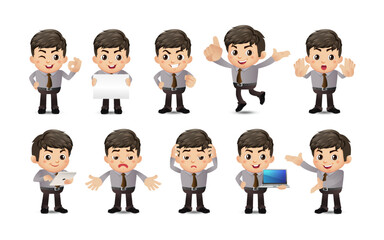 Business person in different positions set